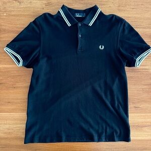 Fred Perry Polo Shirt Black with White Trim